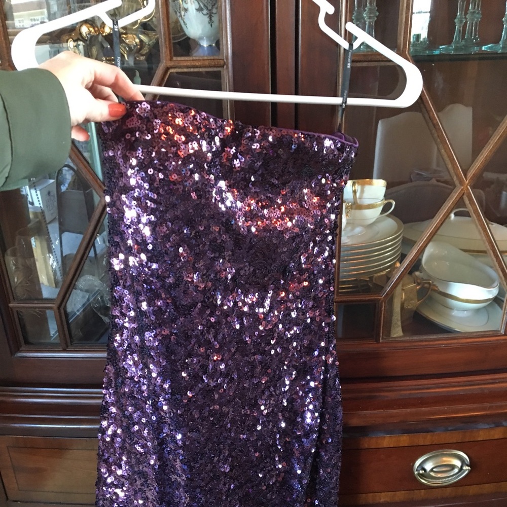Purple Sequin Strapless Dress sz Sm